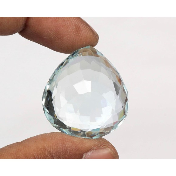 New 34.55 Carat Blue Aquamarine Pear Shaped Shape Loose Gemstone - Picture 4 of 4